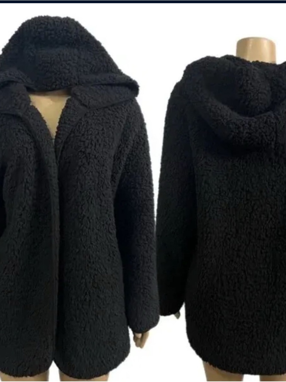 NWT Victorias Secret Pink Cozy Sherpa Cardigan Hoodie Jacket Black
